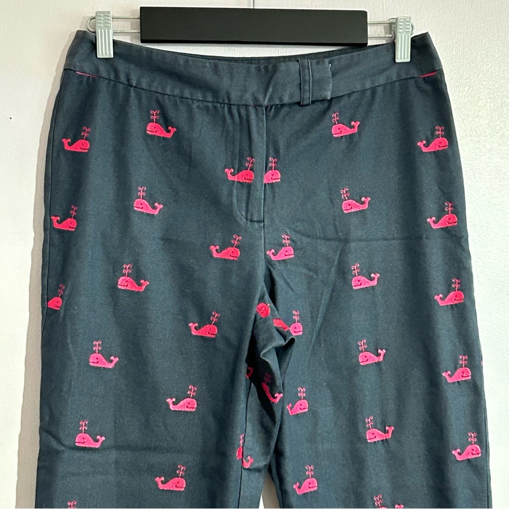 Vintage LILLY PULITZER Pants Cropped Whale Embroidery Size 10